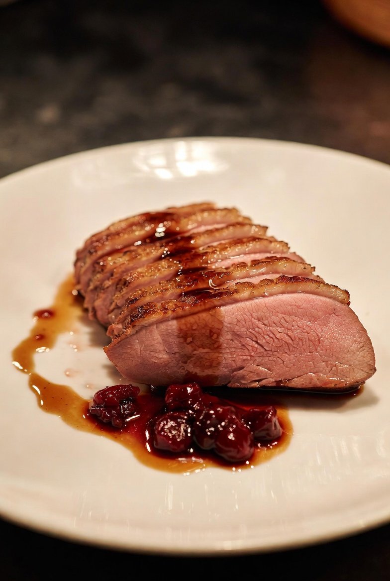 Pan-Seared Duck Breast with Cherry Sauce step photo